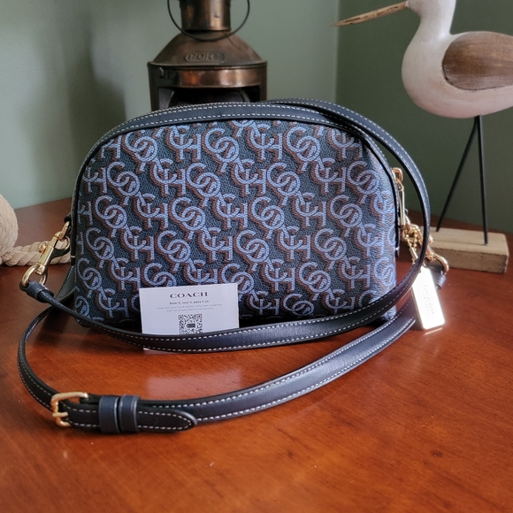Coach Madi Dome Crossbody Monogram Coated Canvas & Blue Leather #CF343 - Picture 1 of 16